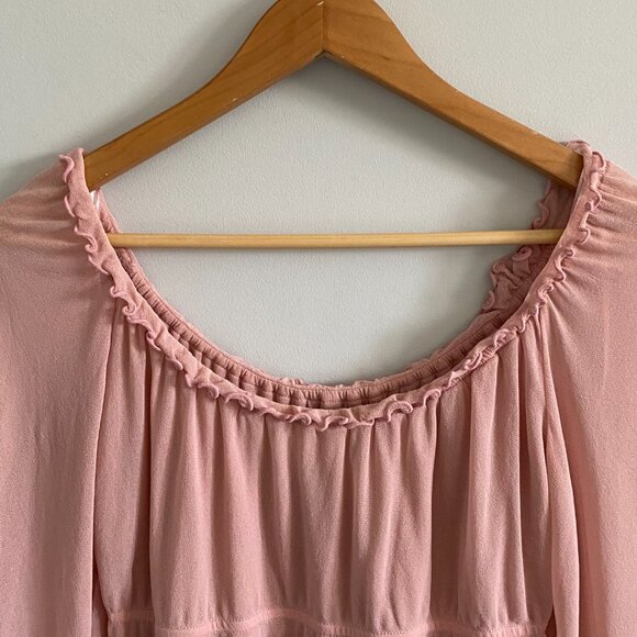 Vintage Y2K Top Guess Pink Sheer Peasant Babydoll Coquette Blouse Empire Waist - Picture 3 of 11